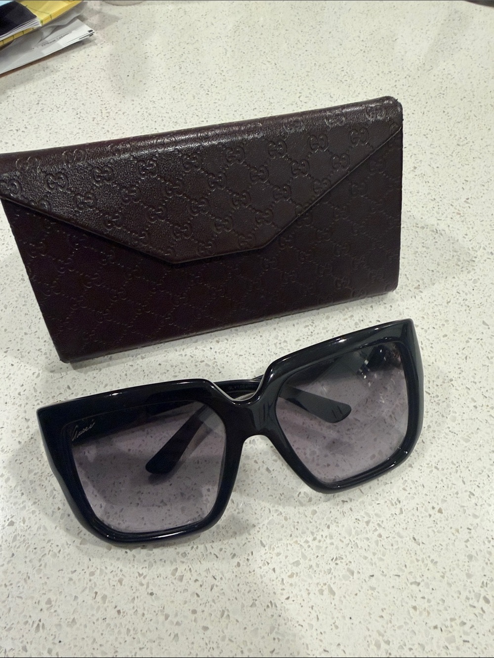 Gucci Black Oversized Square Sunglasses with Gradient Gray Lenses